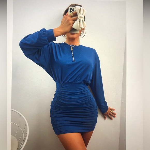 4620071 Red Batwing Sleeve Bodycon Dress